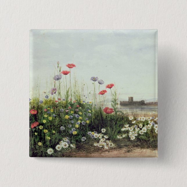 Packa ihop av sommarblommor knapp (Framsida)