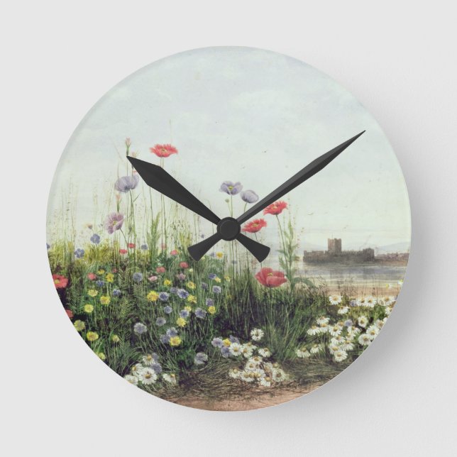 Packa ihop av sommarblommor rund klocka (Framsida)