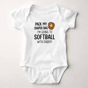 Packa Min Blöjbags Jag Går Softboll Med Pappa! T Shirt