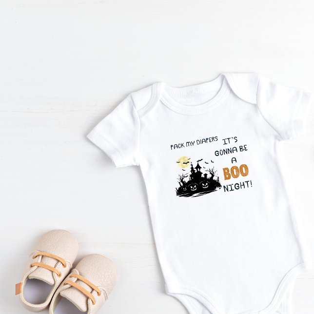 Packa mina blöjor Det blir en BOO-kväll! T Shirt (Pack my diapers It's gonna be a BOO Night Baby Bodysuit)