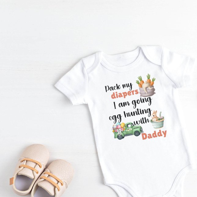 Packa mina blöjor jag ska jaga ägg med pappa t shirt (Pack my diapers I am going egg hunting with Daddy)