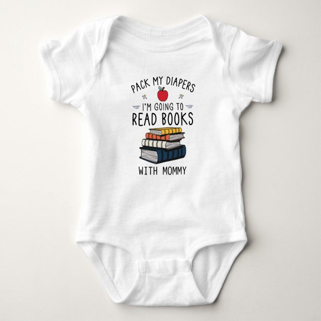 Packa Mina Blöjor Jag Ska Läsa Böcker med Mamma T Shirt (Framsida)