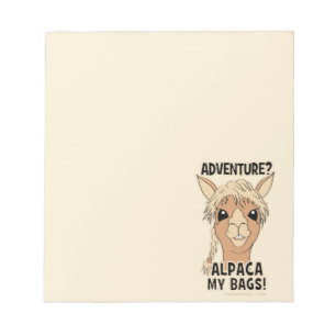 Packa mina väskor, lustigt Alpaca Llama Anteckningsblock
