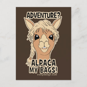 Packa mina väskor, lustigt Alpaca Llama Vykort