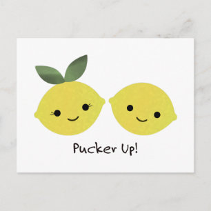 Packa upp Cute Kawaii Lemons Helg Vykort