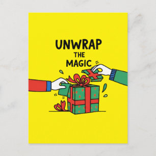 Packa upp den magiska julklappen vykort