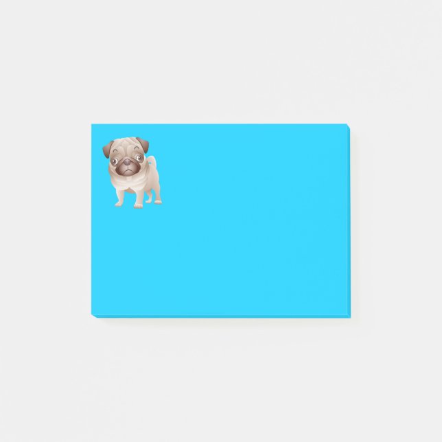 Packa upp Tecknad med Hund Graphics Blue Notes Post-it Block (Framsida)