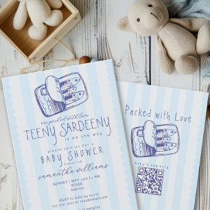 Packad med kärlek Konserverade sardiner Baby Showe Inbjudningar