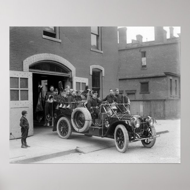 Packard Fire Squad, 1911. Gammalt foto Poster (Framsidan)