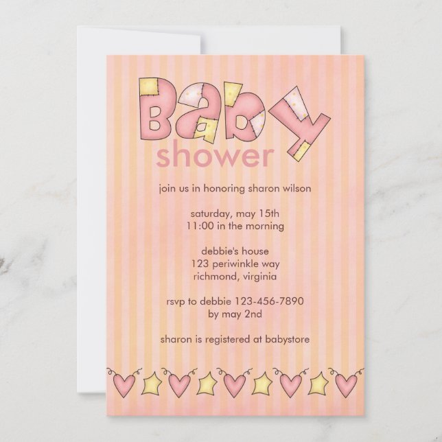 Packe av glädje:: Rosor:: Baby showerinbjudan Inbjudningar (Framsida)