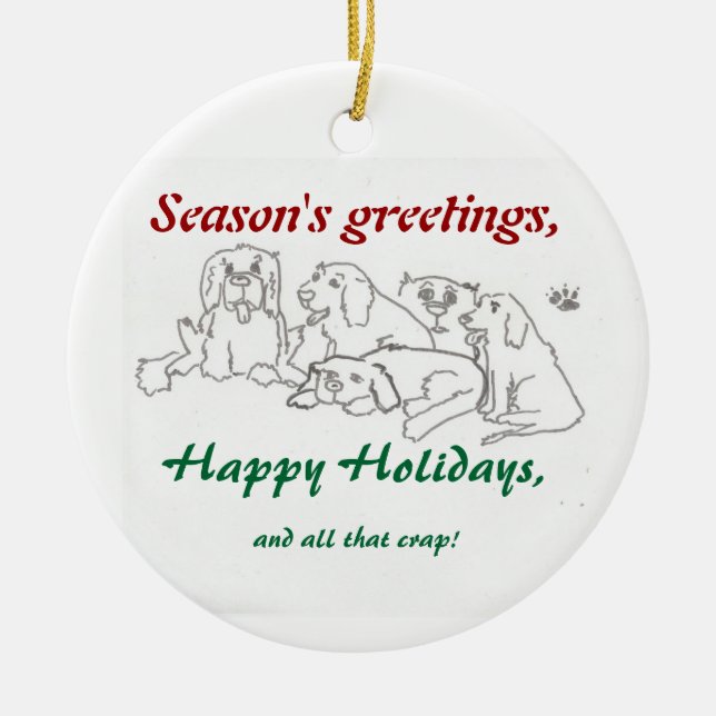 Packe för julprydnadhund julgransprydnad keramik (Framsidan)