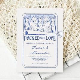 Packed with Love Hand Drawn Sardines Wedding Inbjudningar