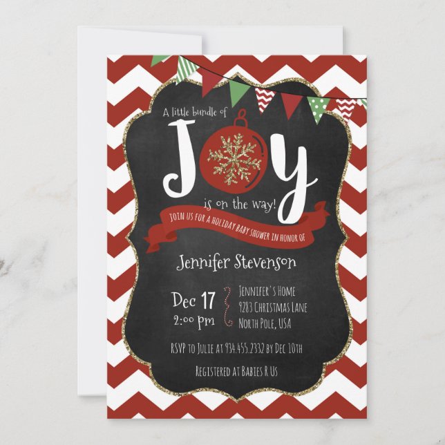 Packen av glädje är på långt baby shower Invitatio Inbjudningar (Framsida)