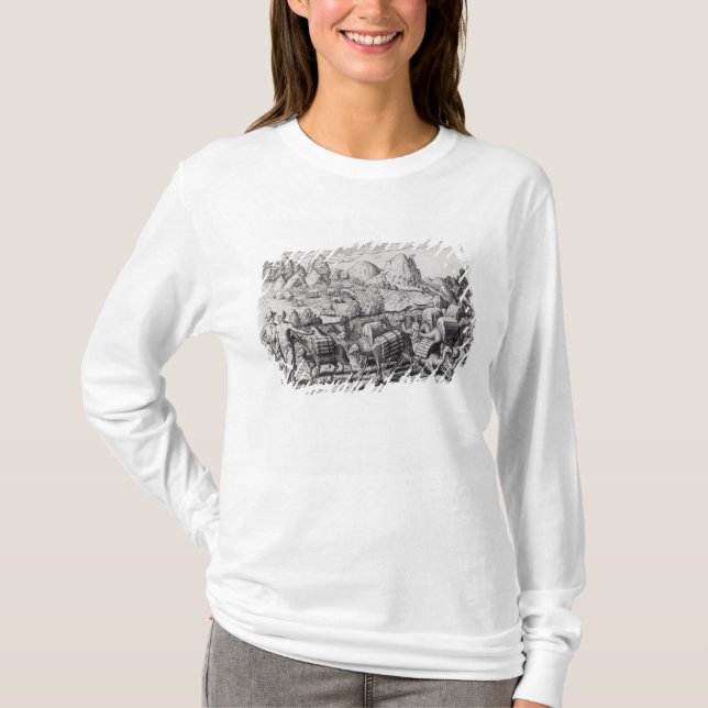 Packetåg av Llamas Laden med silver Tee Shirt (Framsida)