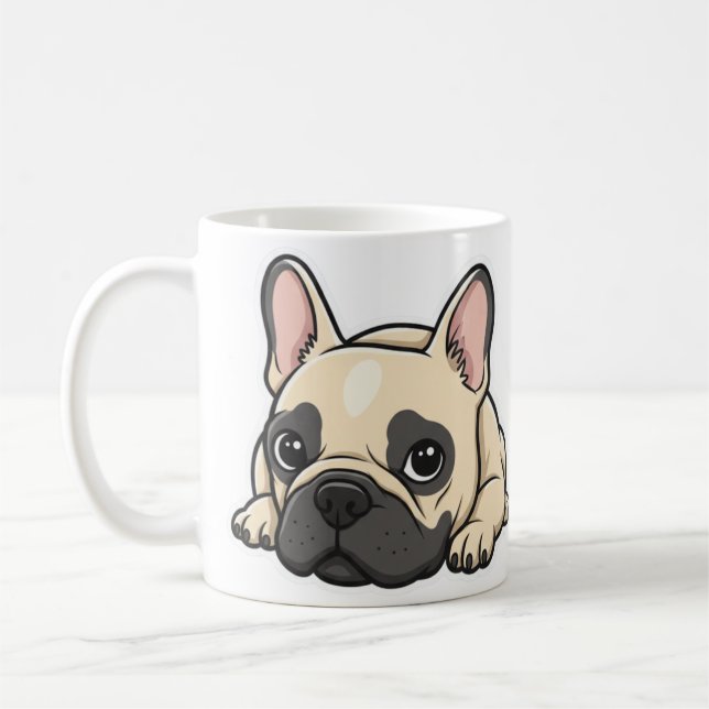 Packlad svart och vit handskriven Fransk Bulldog Kaffemugg (Vänster)