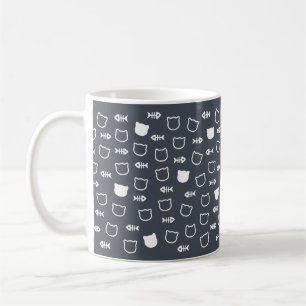 Packlande kute Charming White Cat Fishbone Mönster Kaffemugg