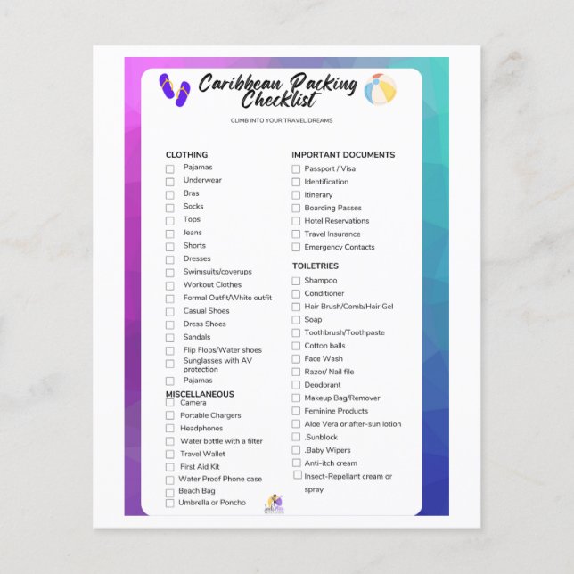 Packningslista folder flygblad (Framsidan)