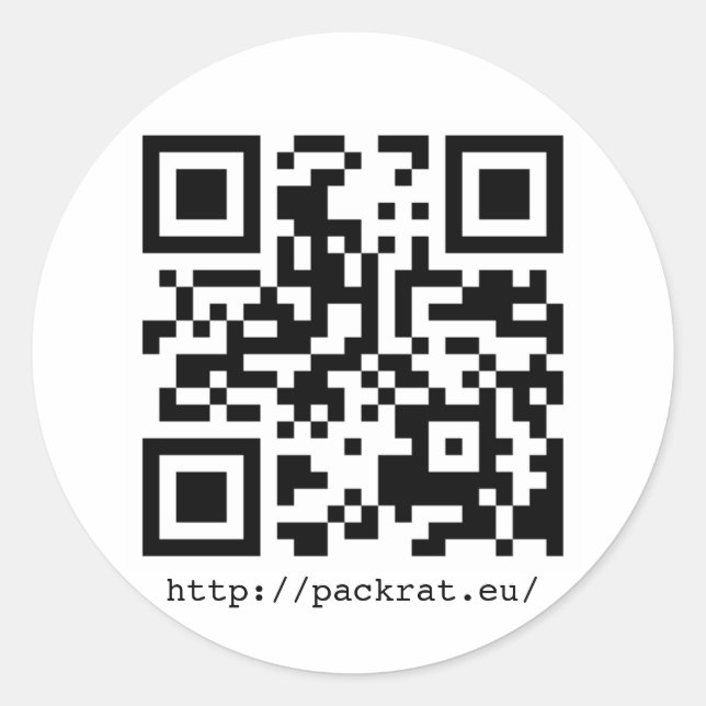 PackRat QR-kod #1 Runt Klistermärke (Framsida)
