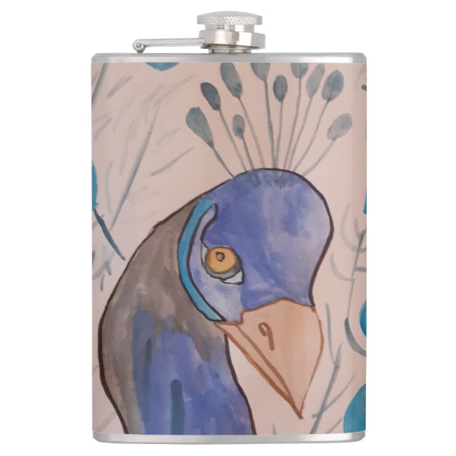 Pacock Blue Vinyl Wrap Flask Fickplunta (Framsidan)