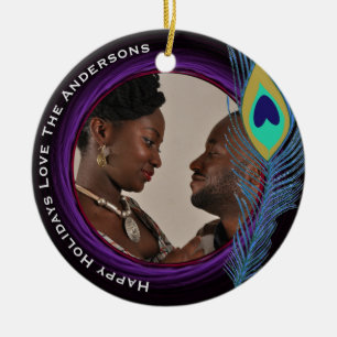 Pacock jul PHOTO Ornamet Family Namn Julgransprydnad Keramik