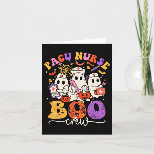 Pacu Boo Crew Costume Funny Nurse Ghost Halloween Kort (Framsida)