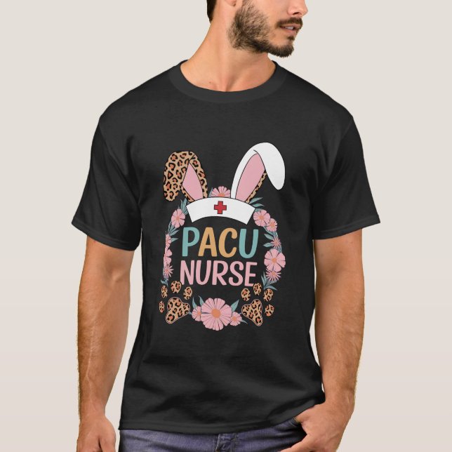 PACU Nurse Glad påsk Leopard Bunny T Shirt (Framsida)