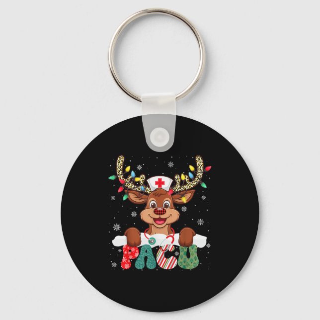 Pacu Nurse Reindeer Nurse Hat Christmas Light Wome Nyckelring (Framsida)