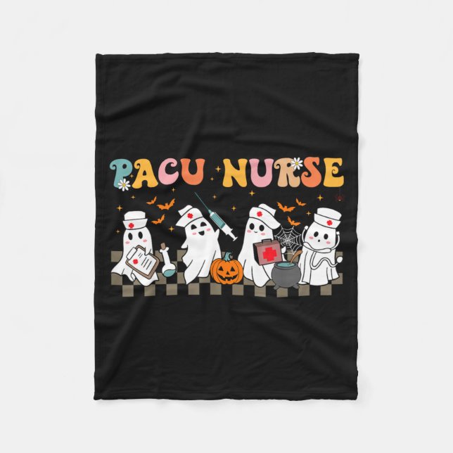 Pacu Sjuksköterska Spöklik Ghost Halloween Söt Omv Fleecefilt (Framsidan)
