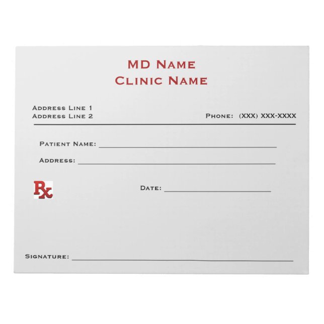 Pad för manuell förskrivning (stort - lätt Grått) Anteckningsblock (Framsida)