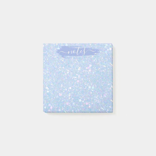 Pad för Periwinkle Blue Glitter Glam Note Pad Post-it Block (Framsida)
