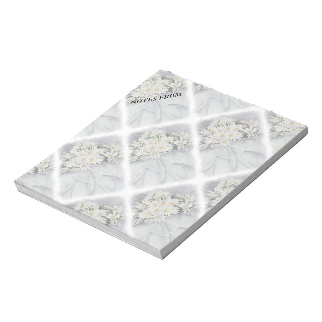 PAD FÖR VITA DAISY BOUQUET-ANPASSADE ANTECKNINGSBLOCK (Roterad)