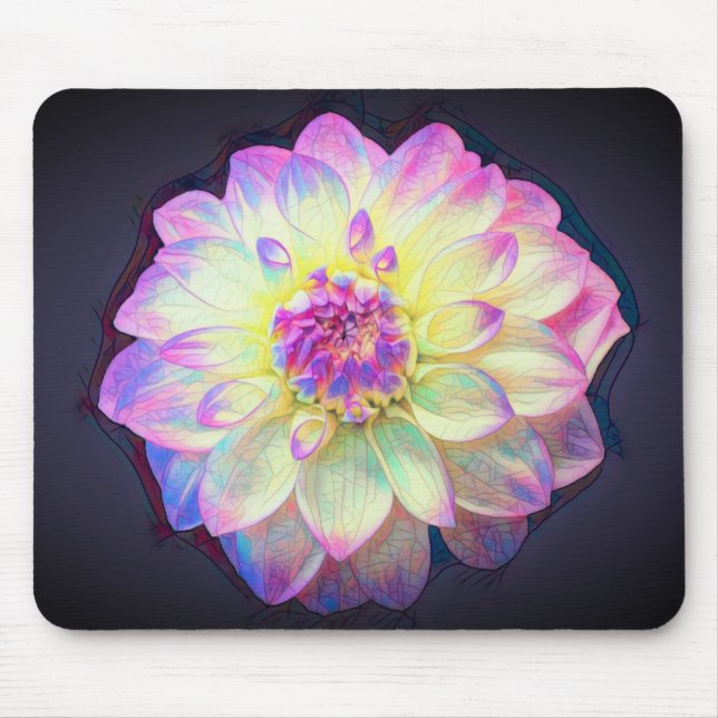 Pad med fastsatt glasskikt Dahlia Mouse Pad Musmatta (Framsidan)