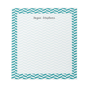 Pad med notering av Herringbone Teal Blue Personli Anteckningsblock