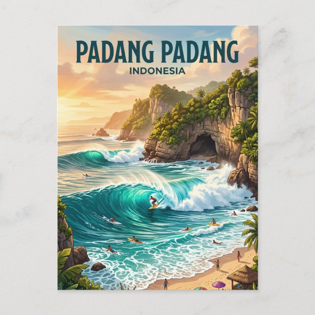 Padang Padang-stranden Indonesien Vykort (Framsida)