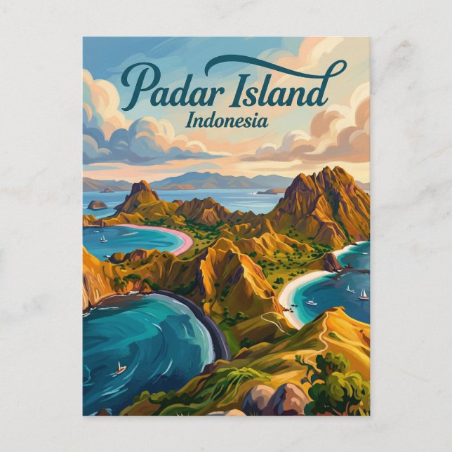 Padar Island Indonesia Vykort (Framsida)