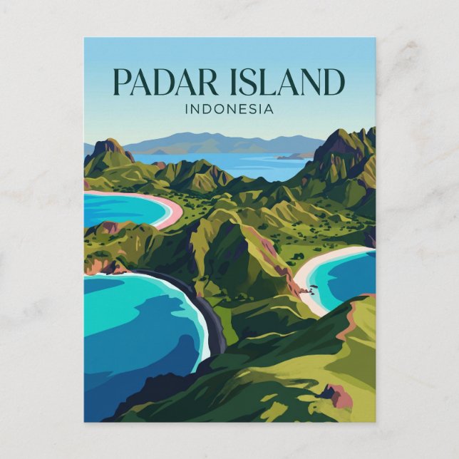 Padar Island Indonesien Vykort (Framsida)