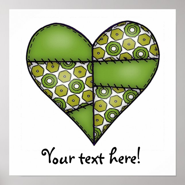 Padd Quilted Stitched Heart Grönt-09 Poster (Framsidan)