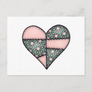 Padd Quilted Stitched Heart Peach-04 Vykort