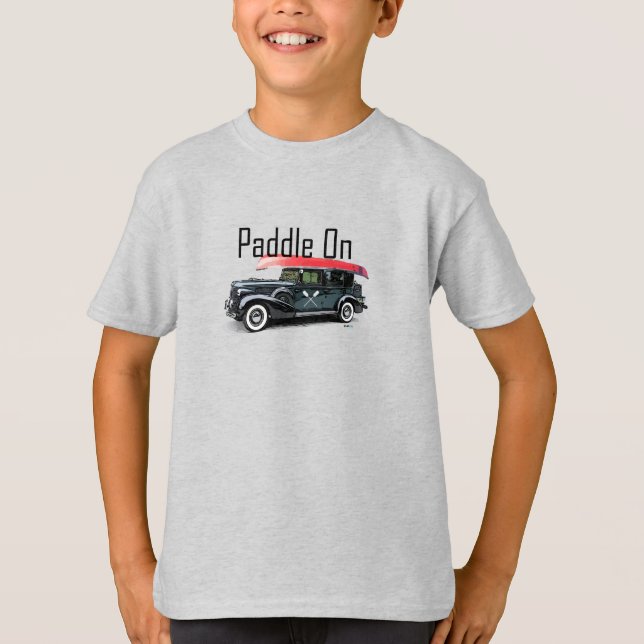 Paddel på klassiskt bilmönster - barnens grundlägg t shirt (Framsida)