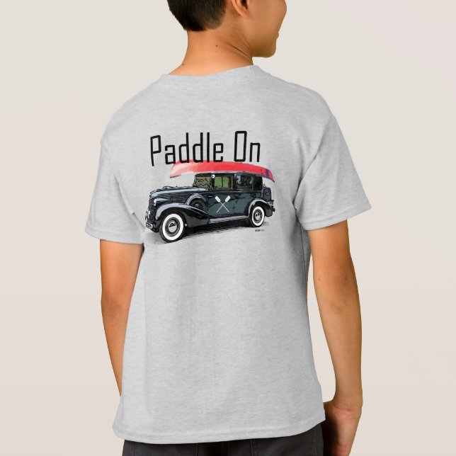 Paddel på klassiskt bilmönster - barnens grundlägg t shirt (Baksida)