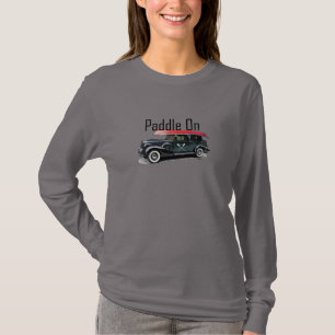 Paddel på klassiskt bilmönster - Kvinnors långa, v T Shirt