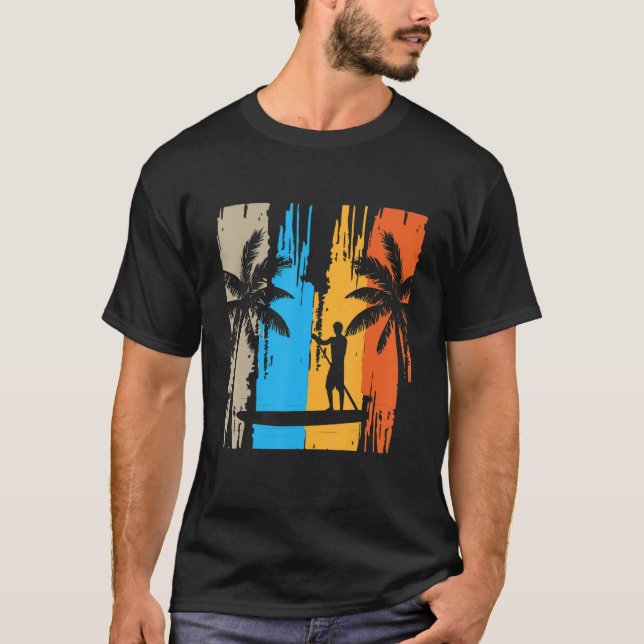 Padderbordets Retro Padleboard-pålägg för T Shirt (Framsida)