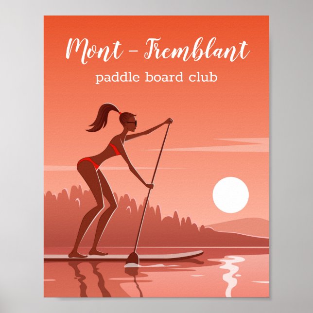 Paddle Board Bikini Girl Sunset Vatten sport Sjö Poster (Framsidan)
