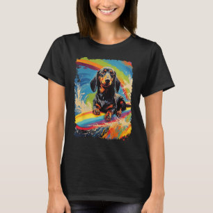 Paddle Board Surfing of Pop Art Hund Dachshund Pad T Shirt