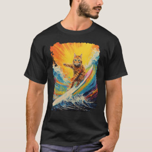 Paddle Board Surfing of Pop Art Orange Ginger Cat T Shirt