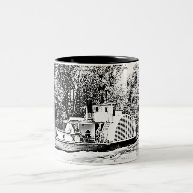 Paddle Boat vid Murray River Victoria Två-Tonad Mugg (Center)