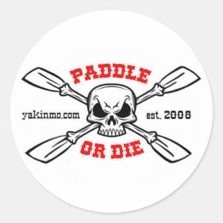 Paddle eller Die Yakinmo.com Runt Klistermärke