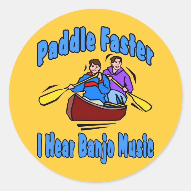Paddle Faster Banjo Music Runt Klistermärke (Framsida)