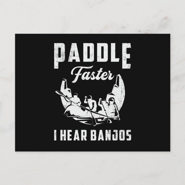 Paddle fortare jag hör Banjos Canoe Boat Boat Vykort (Framsida)