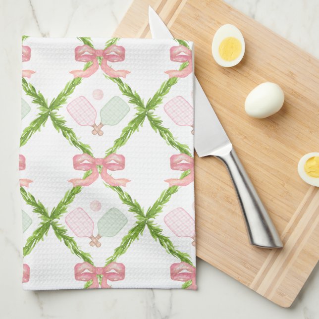 Paddle från Preppy Rosa Pickleball Paddle Kökshandduk (Vikt i Fjärdedel)